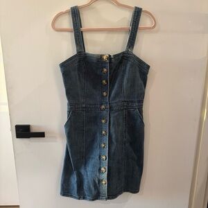 Express Blue Sleeveless Buttoned Mini Sundress